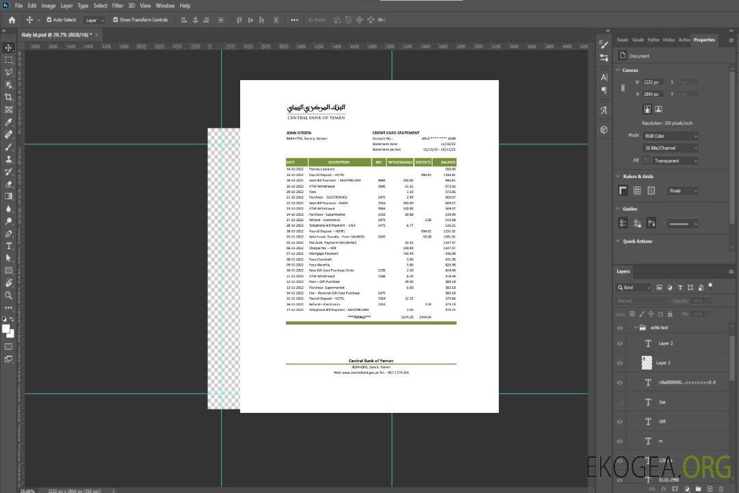 Relevé bancaire de la Banque centrale du Yémen, modèle Excel et PDF template Relevé bancaire de la Banque centrale du Yémen, modèle Excel et PDF template
